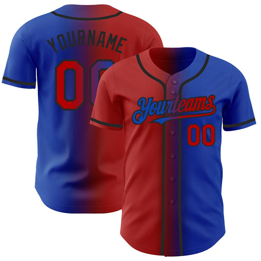 Custom Thunder Blue Red-Black Authentic Gradient Fashion Baseball Jersey - Sky-Custom
