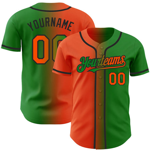 Custom Grass Green Orange-Black Authentic Gradient Fashion Baseball Jersey - Sky-Custom