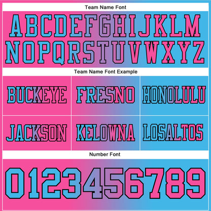 Custom Sky Blue Pink-Black Mesh Authentic Gradient Fashion Football Jersey - Sky-Custom