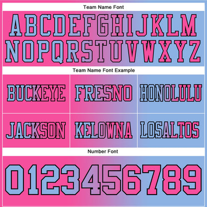 Custom Light Blue Pink-Black Mesh Authentic Gradient Fashion Football Jersey - Sky-Custom