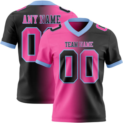Custom Black Pink-Light Blue Mesh Authentic Gradient Fashion Football Jersey - Sky-Custom