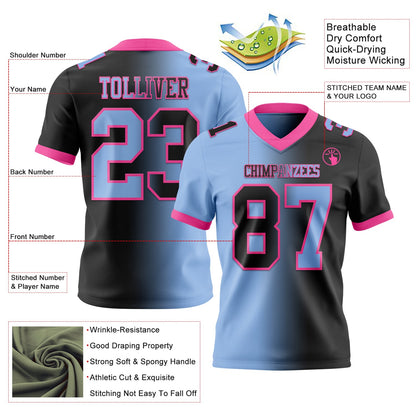 Custom Black Light Blue-Pink Mesh Authentic Gradient Fashion Football Jersey - Sky-Custom