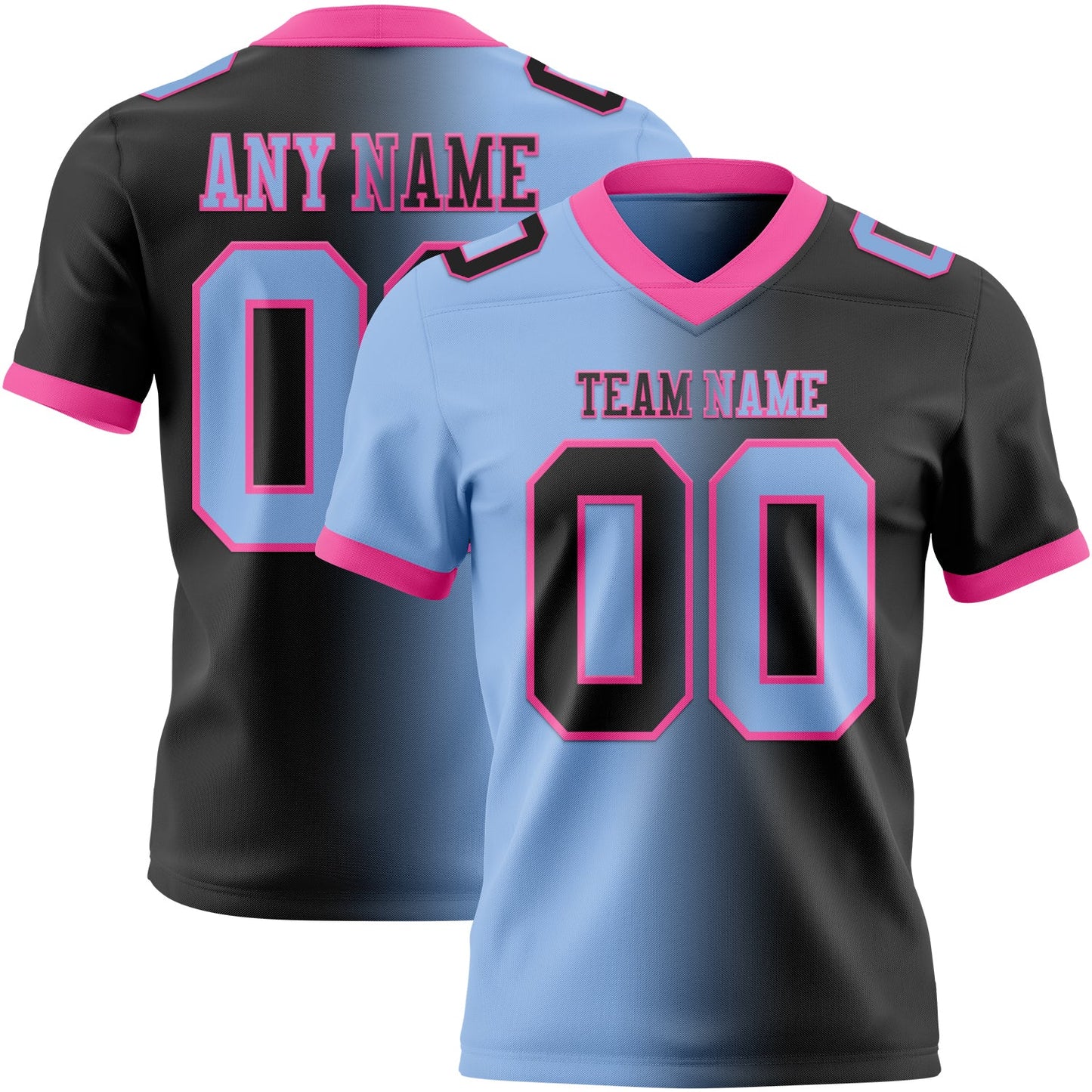 Custom Black Light Blue-Pink Mesh Authentic Gradient Fashion Football Jersey - Sky-Custom
