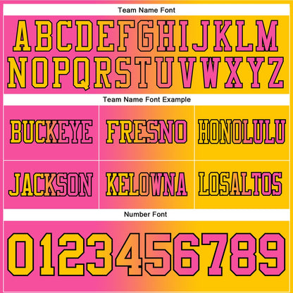 Custom Yellow Pink-Black Mesh Authentic Gradient Fashion Football Jersey - Sky-Custom