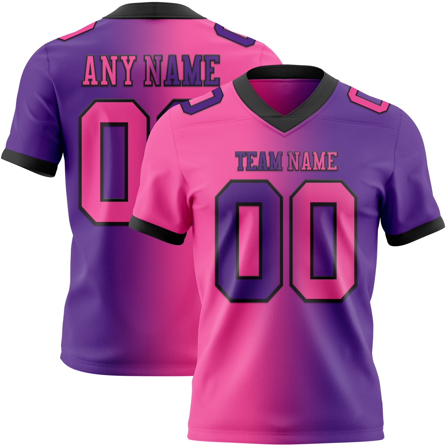 Custom Purple Pink-Black Mesh Authentic Gradient Fashion Football Jersey - Sky-Custom