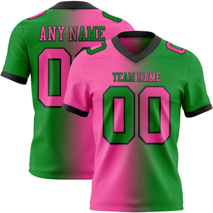 Custom Grass Green Pink-Black Mesh Authentic Gradient Fashion Football Jersey - Sky-Custom