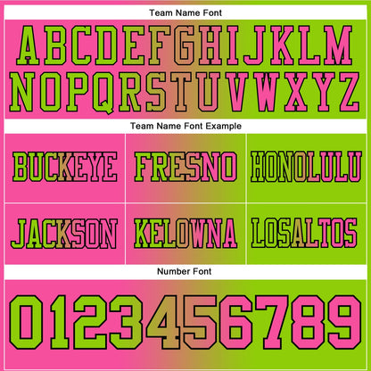 Custom Neon Green Pink-Black Mesh Authentic Gradient Fashion Football Jersey - Sky-Custom