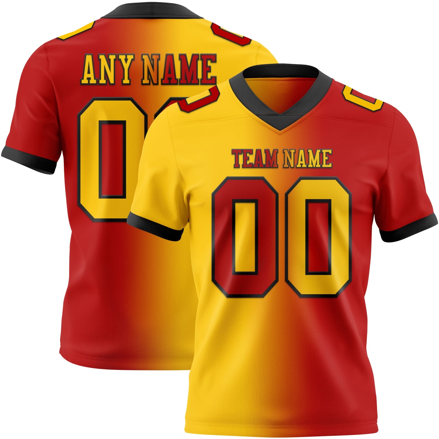 Custom Red Yellow-Black Mesh Authentic Gradient Fashion Football Jersey - Sky-Custom