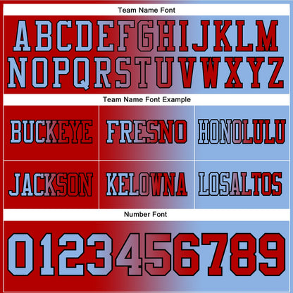 Custom Light Blue Red-Black Mesh Authentic Gradient Fashion Football Jersey - Sky-Custom