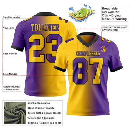 Custom Purple Yellow-Black Mesh Authentic Gradient Fashion Football Jersey - Sky-Custom