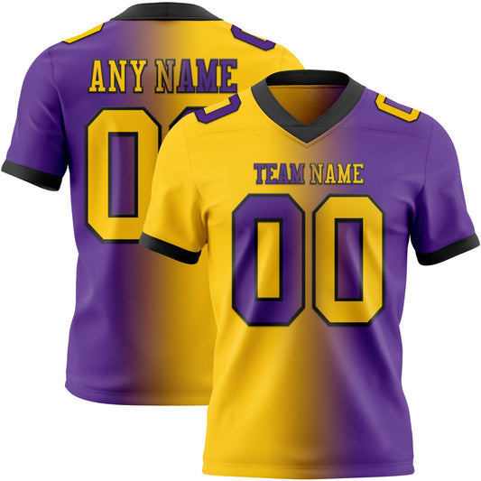 Custom Purple Yellow-Black Mesh Authentic Gradient Fashion Football Jersey - Sky-Custom