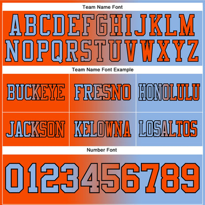 Custom Light Blue Orange-Black Mesh Authentic Gradient Fashion Football Jersey - Sky-Custom