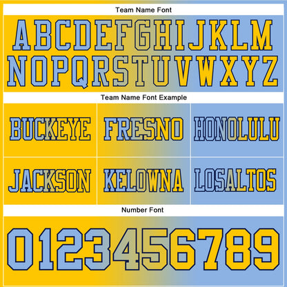 Custom Light Blue Yellow-Navy Mesh Authentic Gradient Fashion Football Jersey - Sky-Custom