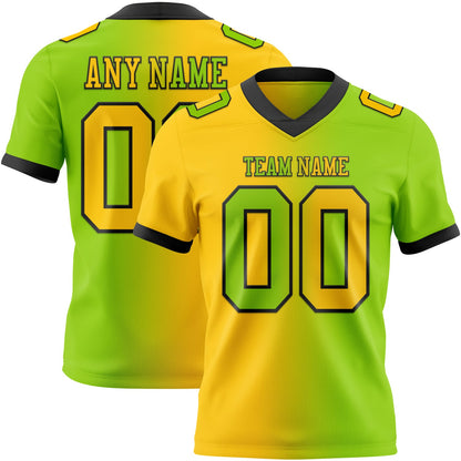 Custom Neon Green Yellow-Black Mesh Authentic Gradient Fashion Football Jersey - Sky-Custom