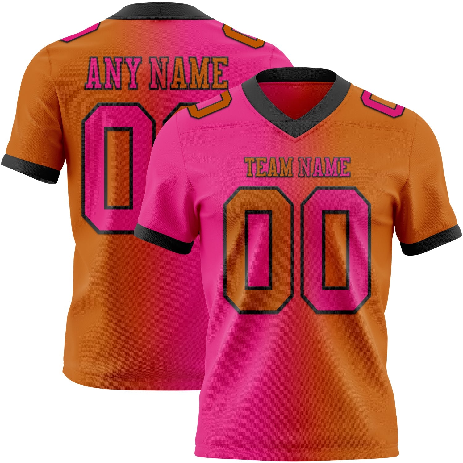 Custom Texas Orange Hot Pink-Black Mesh Authentic Gradient Fashion Football Jersey - Sky-Custom