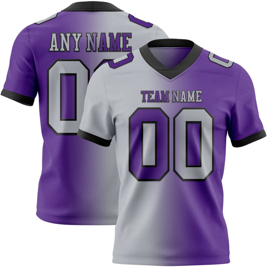 Custom Purple Gray-Black Mesh Authentic Gradient Fashion Football Jersey - Sky-Custom