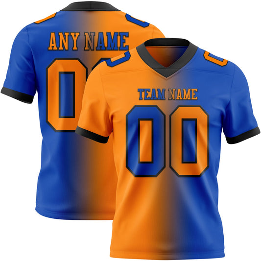 Custom Thunder Blue Bay Orange-Black Mesh Authentic Gradient Fashion Football Jersey - Sky-Custom