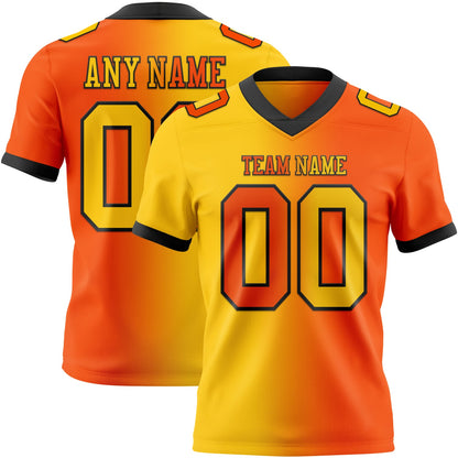 Custom Orange Yellow-Black Mesh Authentic Gradient Fashion Football Jersey - Sky-Custom