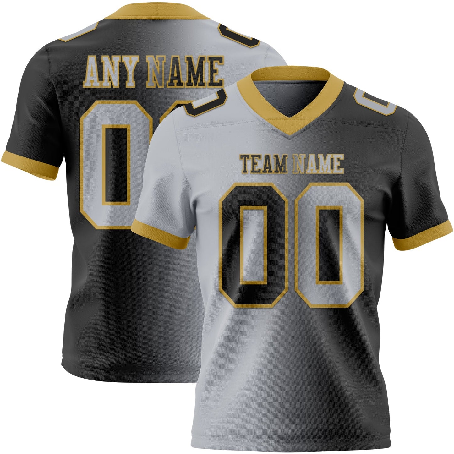 Custom Black Gray-Old Gold Mesh Authentic Gradient Fashion Football Jersey - Sky-Custom