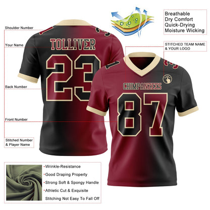Custom Black Crimson-Cream Mesh Authentic Gradient Fashion Football Jersey - Sky-Custom