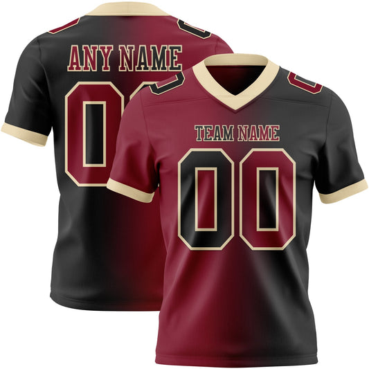 Custom Black Crimson-Cream Mesh Authentic Gradient Fashion Football Jersey - Sky-Custom