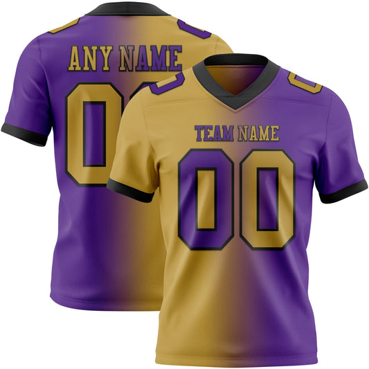 Custom Purple Old Gold-Black Mesh Authentic Gradient Fashion Football Jersey - Sky-Custom