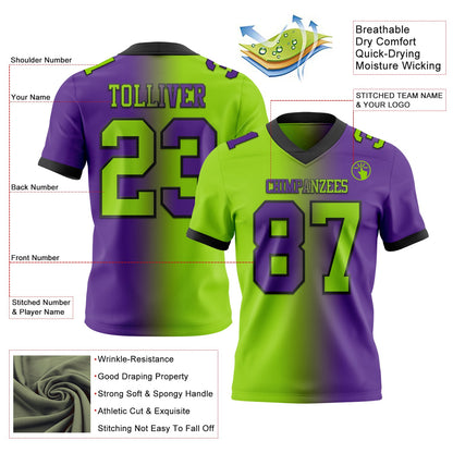 Custom Purple Neon Green-Black Mesh Authentic Gradient Fashion Football Jersey - Sky-Custom