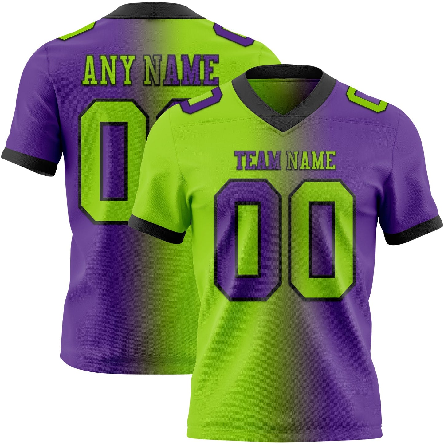 Custom Purple Neon Green-Black Mesh Authentic Gradient Fashion Football Jersey - Sky-Custom