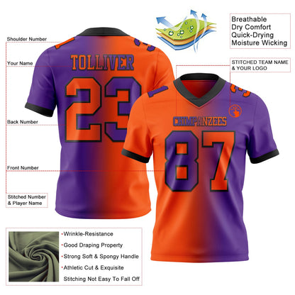 Custom Purple Orange-Black Mesh Authentic Gradient Fashion Football Jersey - Sky-Custom