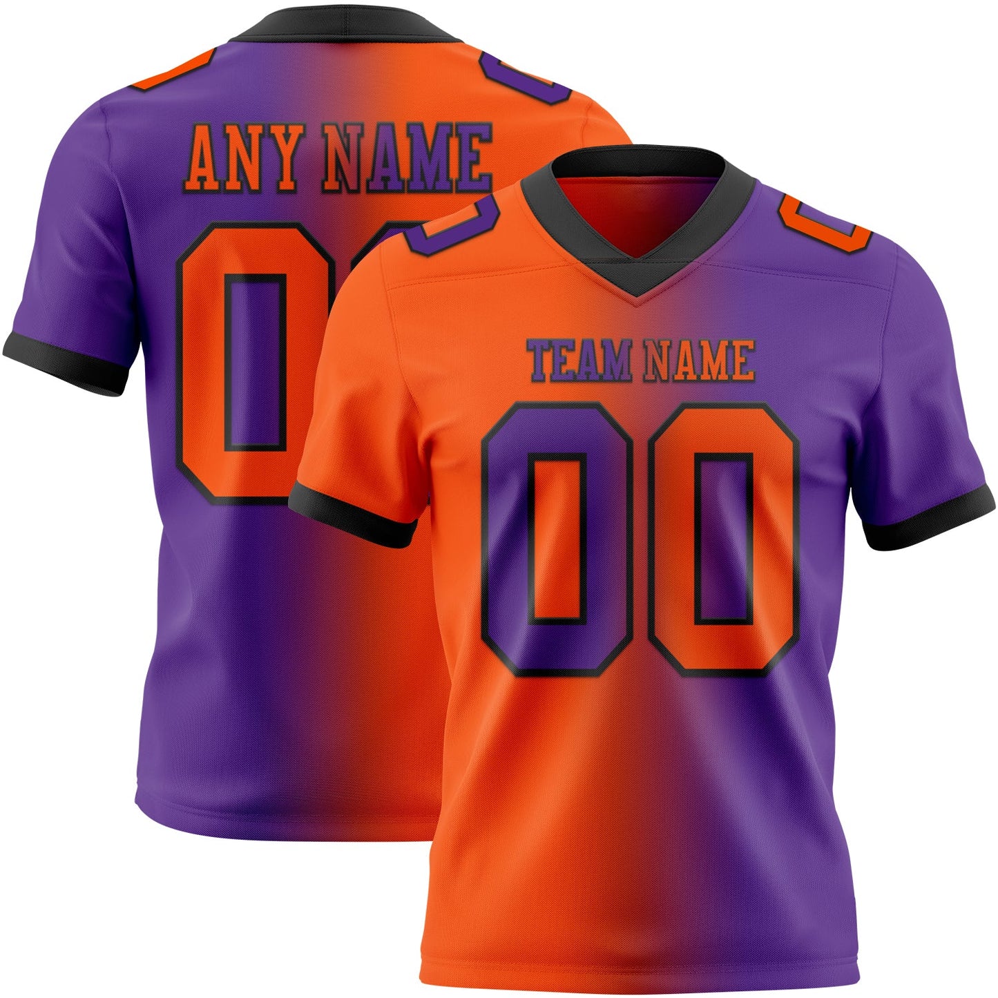 Custom Purple Orange-Black Mesh Authentic Gradient Fashion Football Jersey - Sky-Custom
