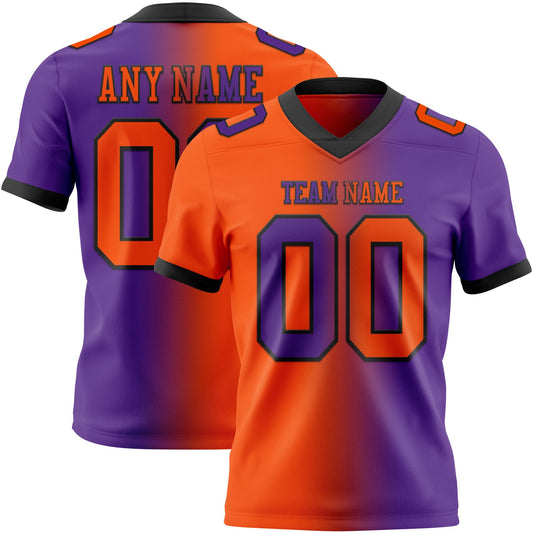 Custom Purple Orange-Black Mesh Authentic Gradient Fashion Football Jersey - Sky-Custom