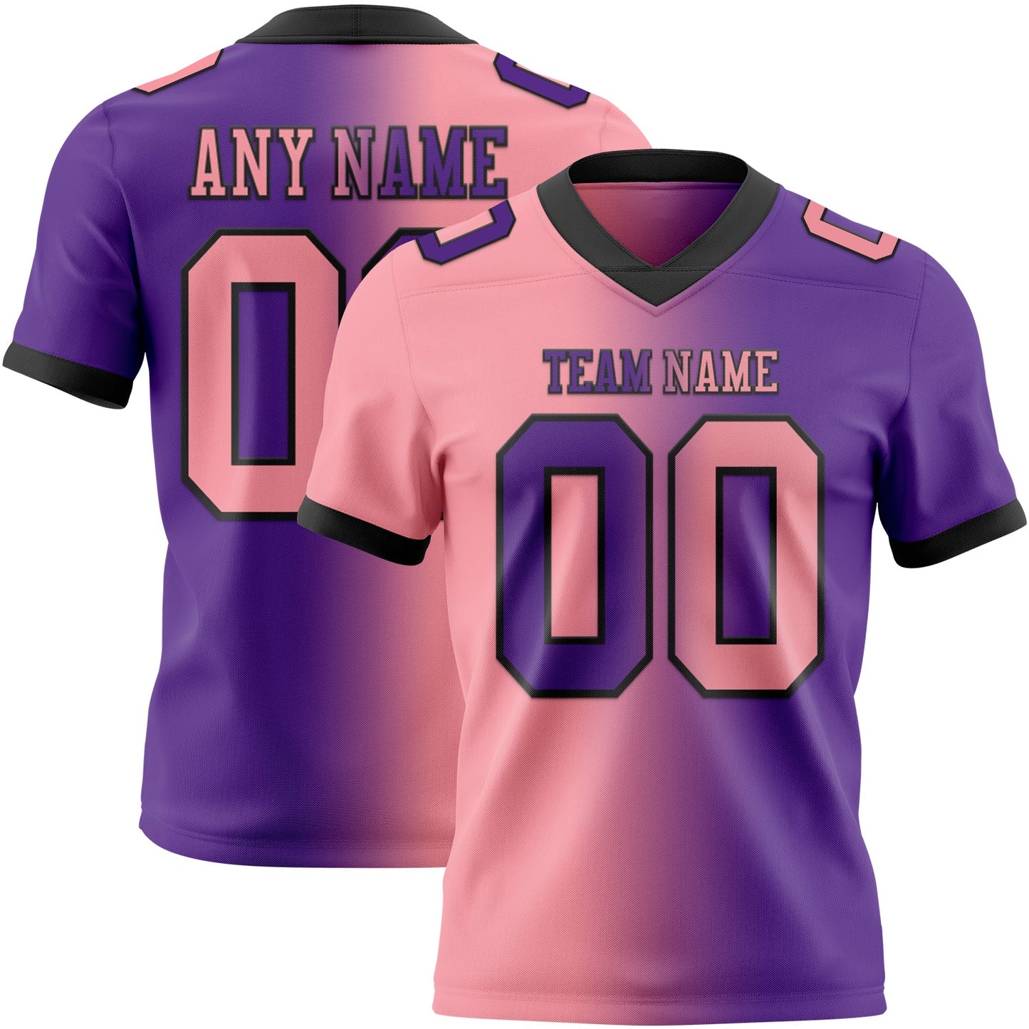 Custom Purple Medium Pink-Black Mesh Authentic Gradient Fashion Football Jersey - Sky-Custom