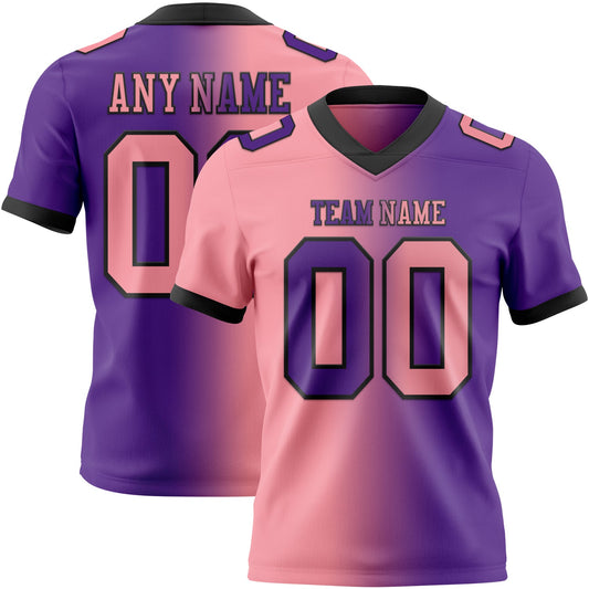 Custom Purple Medium Pink-Black Mesh Authentic Gradient Fashion Football Jersey - Sky-Custom