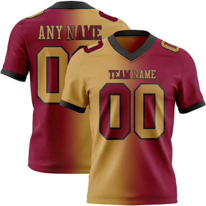 Custom Maroon Old Gold-Black Mesh Authentic Gradient Fashion Football Jersey - Sky-Custom