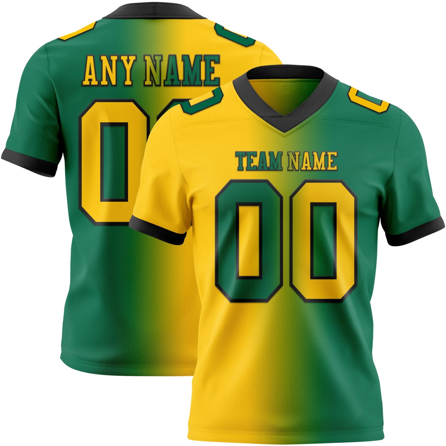 Custom Kelly Green Yellow-Black Mesh Authentic Gradient Fashion Football Jersey - Sky-Custom