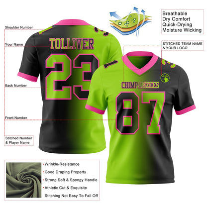 Custom Black Neon Green-Pink Mesh Authentic Gradient Fashion Football Jersey - Sky-Custom