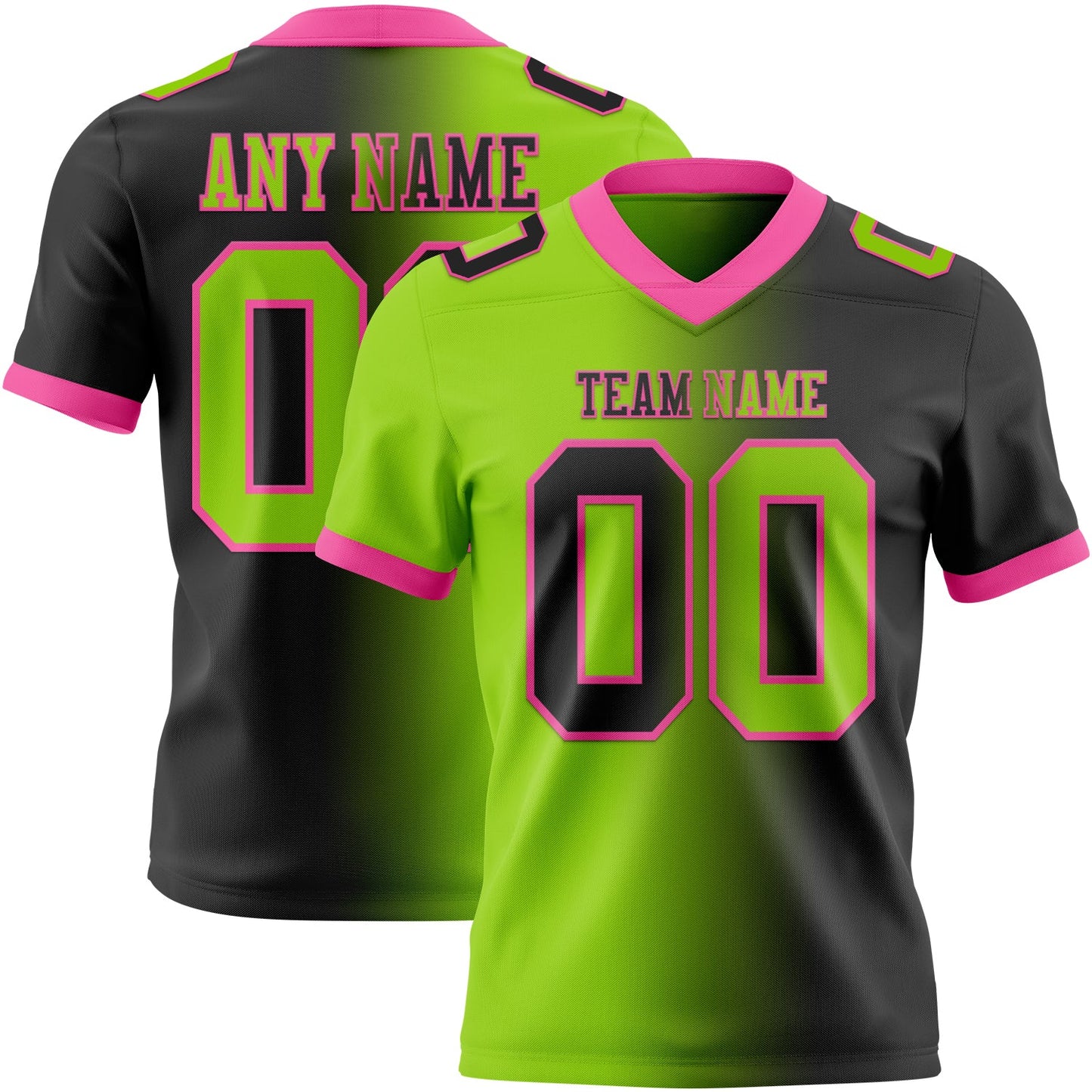 Custom Black Neon Green-Pink Mesh Authentic Gradient Fashion Football Jersey - Sky-Custom