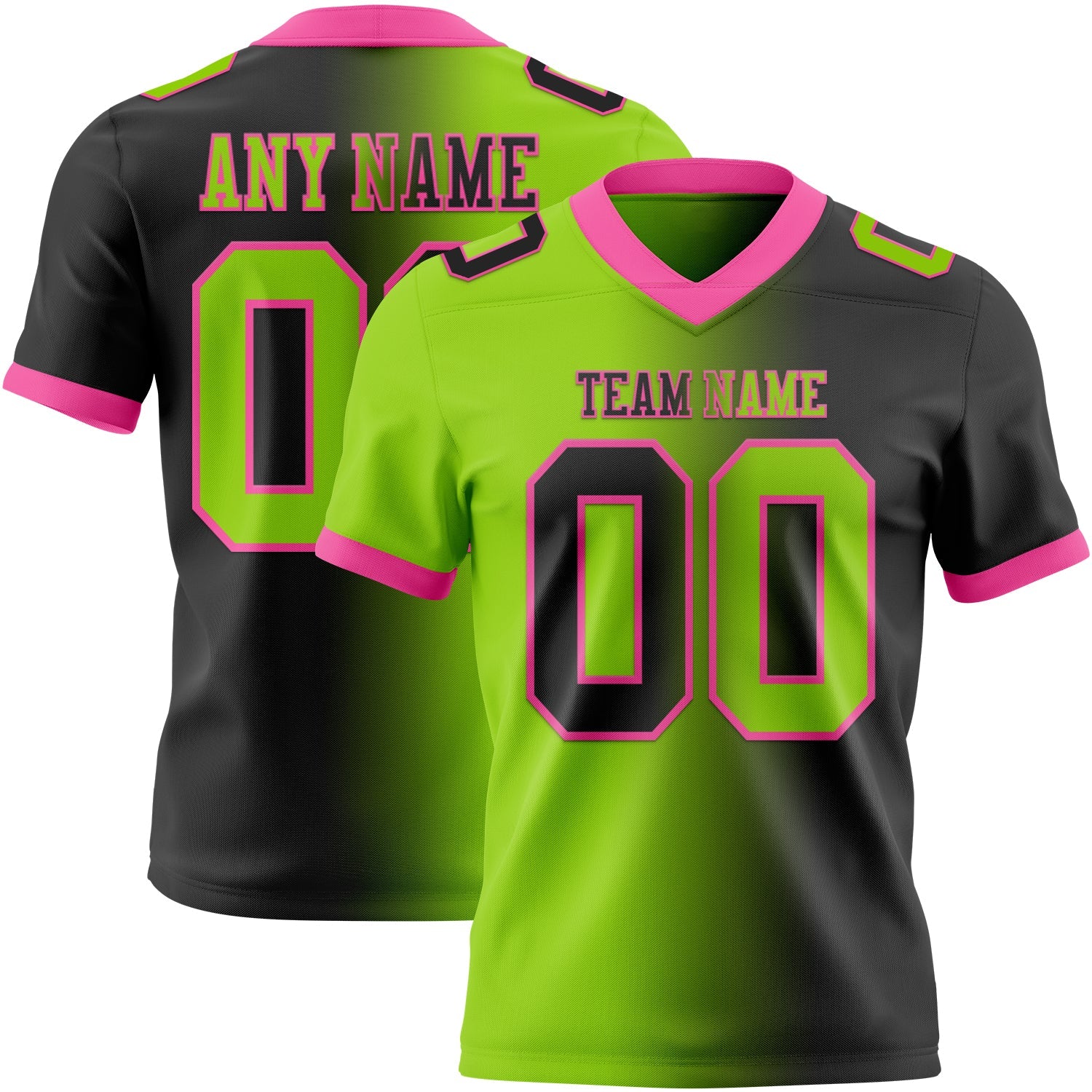 Custom Black Neon Green-Pink Mesh Authentic Gradient Fashion Football Jersey - Sky-Custom