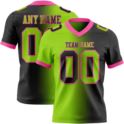 Custom Black Neon Green-Pink Mesh Authentic Gradient Fashion Football Jersey - Sky-Custom