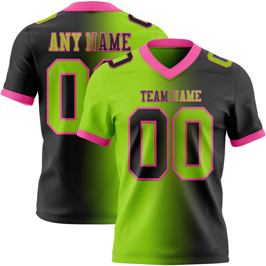 Custom Black Neon Green-Pink Mesh Authentic Gradient Fashion Football Jersey - Sky-Custom