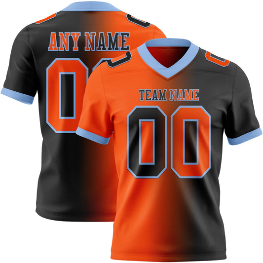 Custom Black Orange-Light Blue Mesh Authentic Gradient Fashion Football Jersey - Sky-Custom