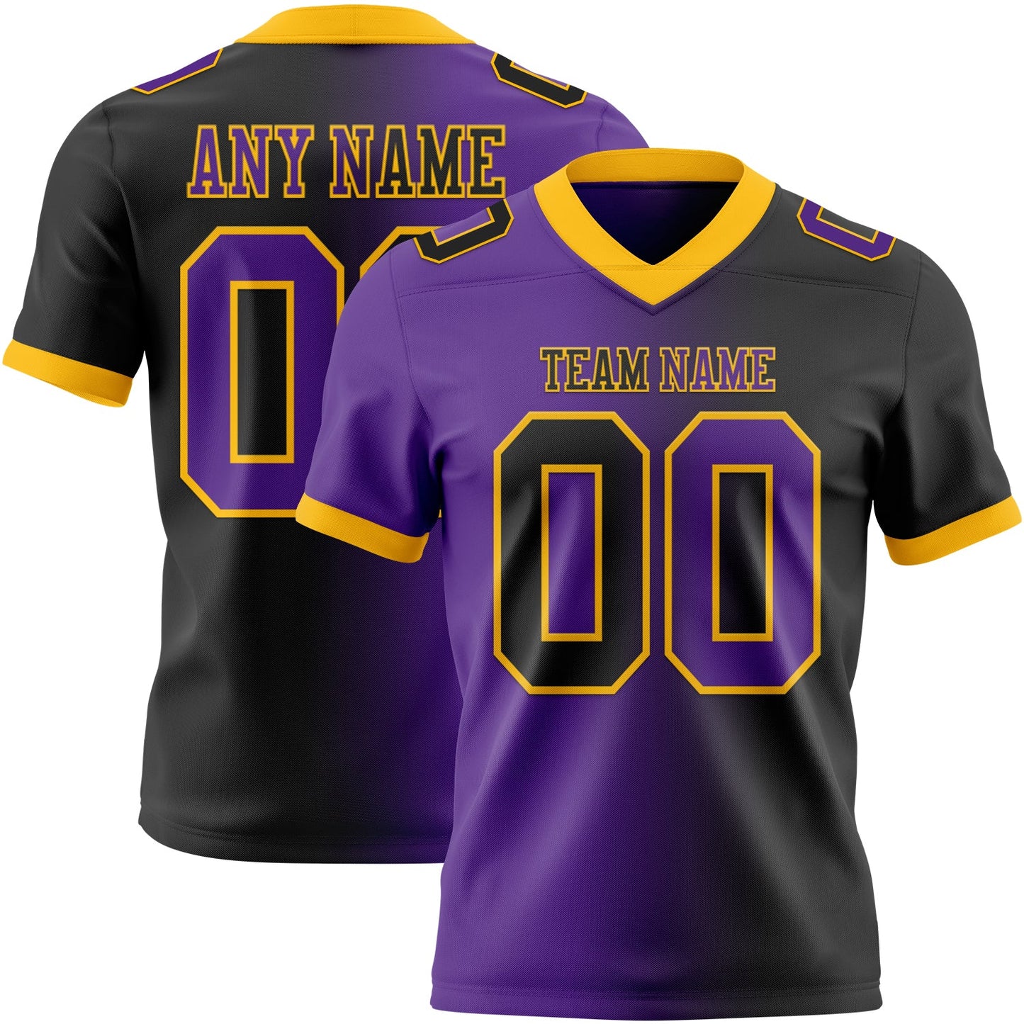 Custom Black Purple-Gold Mesh Authentic Gradient Fashion Football Jersey - Sky-Custom