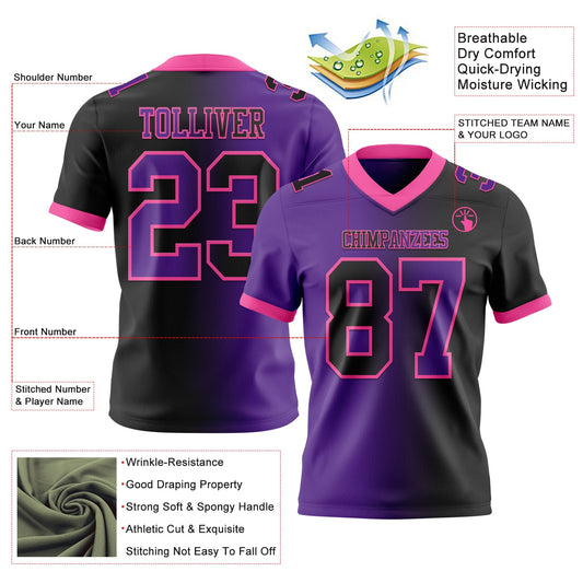 Custom Black Purple-Pink Mesh Authentic Gradient Fashion Football Jersey - Sky-Custom