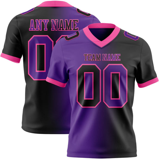 Custom Black Purple-Pink Mesh Authentic Gradient Fashion Football Jersey - Sky-Custom