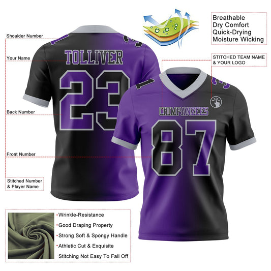 Custom Black Purple-Gray Mesh Authentic Gradient Fashion Football Jersey - Sky-Custom