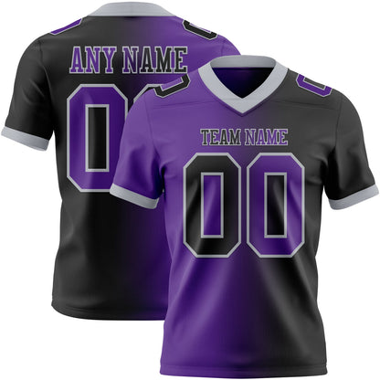 Custom Black Purple-Gray Mesh Authentic Gradient Fashion Football Jersey - Sky-Custom
