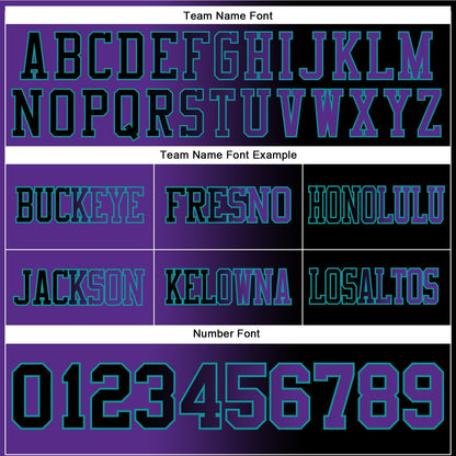 Custom Black Purple-Teal Mesh Authentic Gradient Fashion Football Jersey - Sky-Custom
