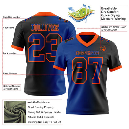 Custom Black Royal-Orange Mesh Authentic Gradient Fashion Football Jersey - Sky-Custom