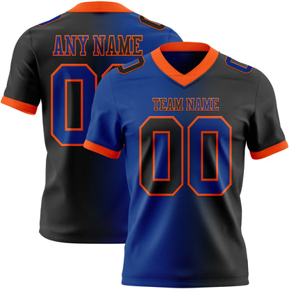 Custom Black Royal-Orange Mesh Authentic Gradient Fashion Football Jersey - Sky-Custom