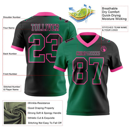Custom Black Kelly Green-Pink Mesh Authentic Gradient Fashion Football Jersey - Sky-Custom